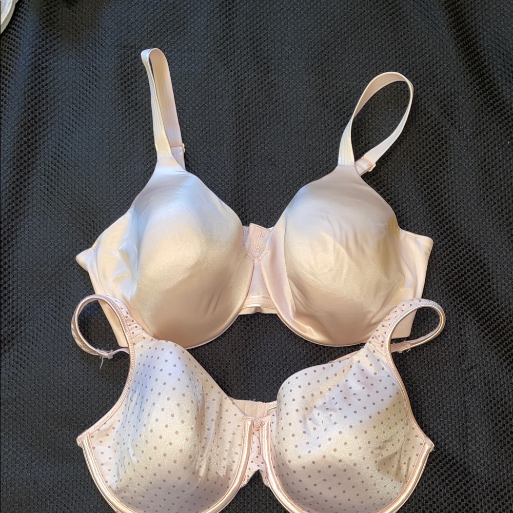 Bali 40D Women’s Underwire bra set in solid blush and soft pink polka dots